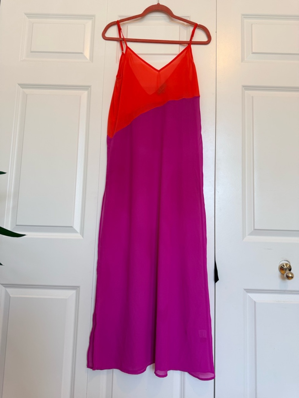 Women’s transparent Slip Dress in Red and Magenta